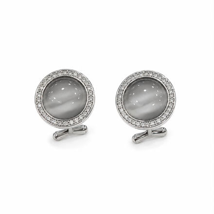 Sølv øredobber slipt grå cubic zirconia