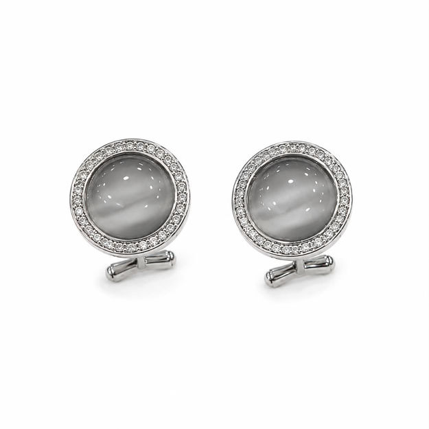 Sølv øredobber slipt grå cubic zirconia