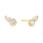 Ania Haie gold bezel round & teardrops stud earrings 7mm 