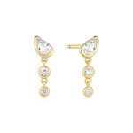 Ania Haie gold bezel round & teardrops dangle earrings 15mm