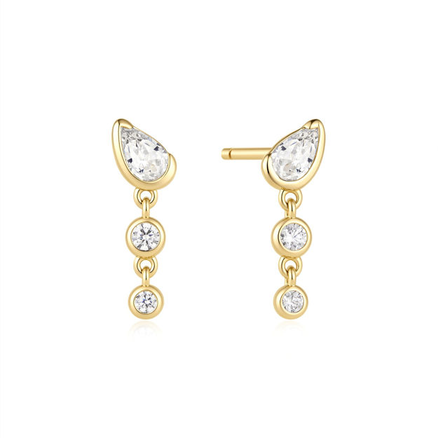 Ania Haie gold bezel round & teardrops dangle earrings 15mm