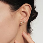 Ania Haie gold bezel round & teardrops dangle earrings 15mm