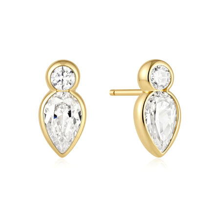 Ania Haie gold inverted teardrops & round stud earrings 13mm