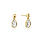 Ania Haie gold bezel organic pebble dangle earrings 14mm