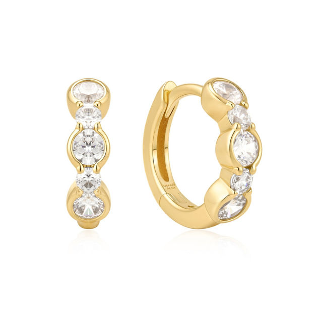 Ania Haie gold alternating half- bezel hoop earrings 9mm