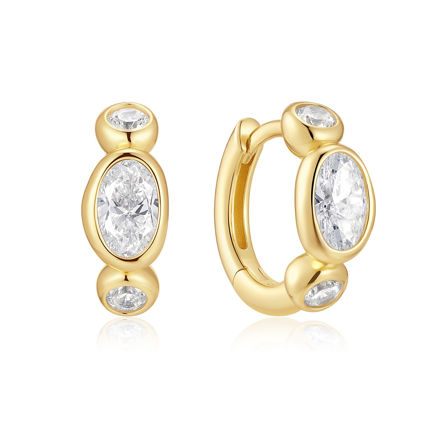 Ania Haie gold bezel organic dome pebble  hoop earrings 9mm