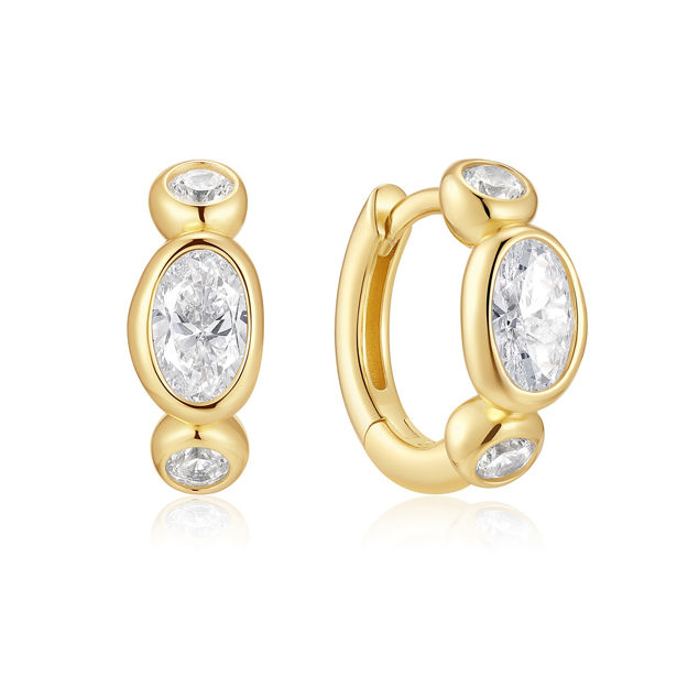 Ania Haie gold bezel organic dome pebble  hoop earrings 9mm