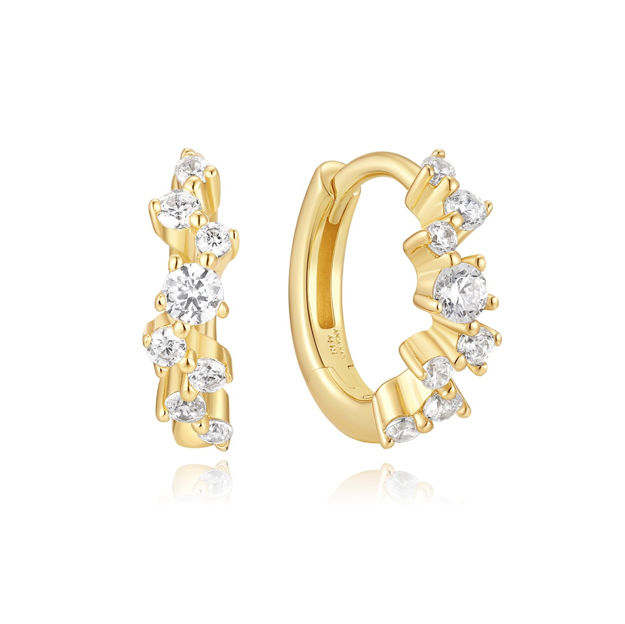 Ania Haie gold zig-zag pave hoop earrings 8mm