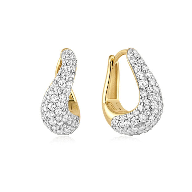 Ania Haie gold pave wave hoop earrings 16mm