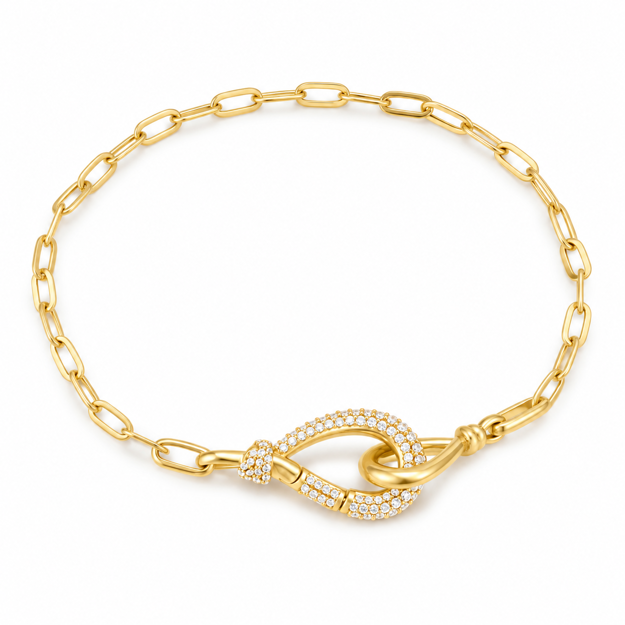 Ania Haie gold interlocked pave & polished knot  bracelet