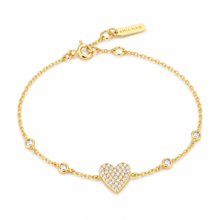 Ania Haie gold pave heart with bezel bracelet
