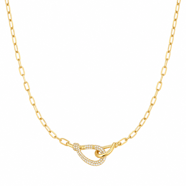 Ania Haie gold interlocked pave & polished knot necklace
