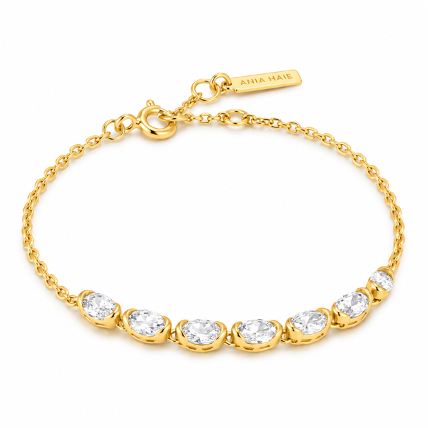 Ania Haie gold half-bezel oval half-tennis bracelet