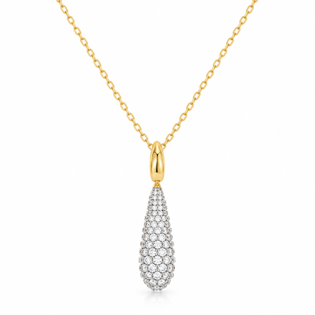 Ania Haie gold pave statement teardrop necklace 23mm