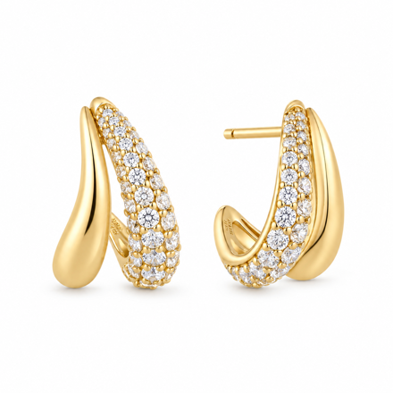 Ania Haie gold duet stud hoop earrings 15mm
