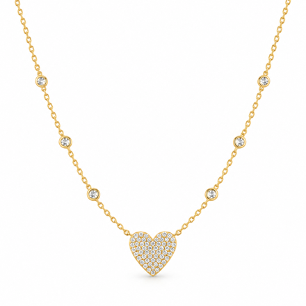 Ania Haie gold pave heart whit bezel necklace 12mm