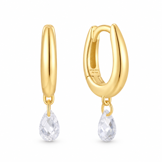 Ania Haie gold teardrops dangle hoop earrings 18mm