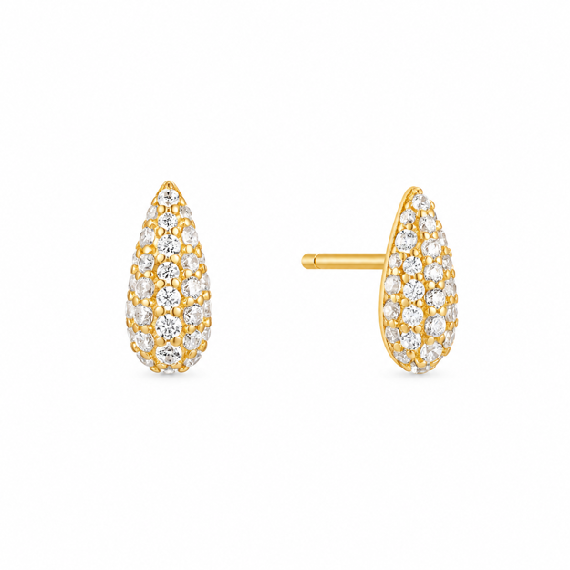 Ania Haie gold pave dome  stud earrings 9mm