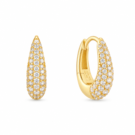 Ania Haie gold pave dome hoop earrings 14mm