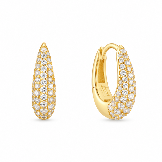 Ania Haie gold pave dome hoop earrings 14mm