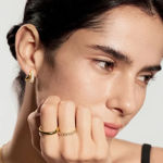 Ania Haie gold duet stud hoop earrings 15mm