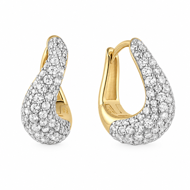Ania Haie gold pave wave hoop earrings 16mm
