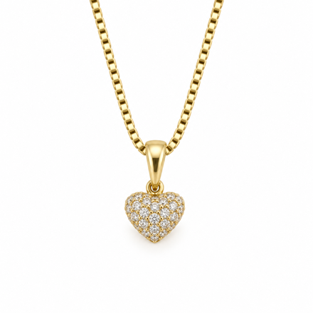 Gull hjerte anheng diamanter 0,27ct W/SI3
