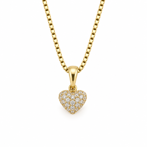 Gull hjerte anheng diamanter 0,27ct W/SI3