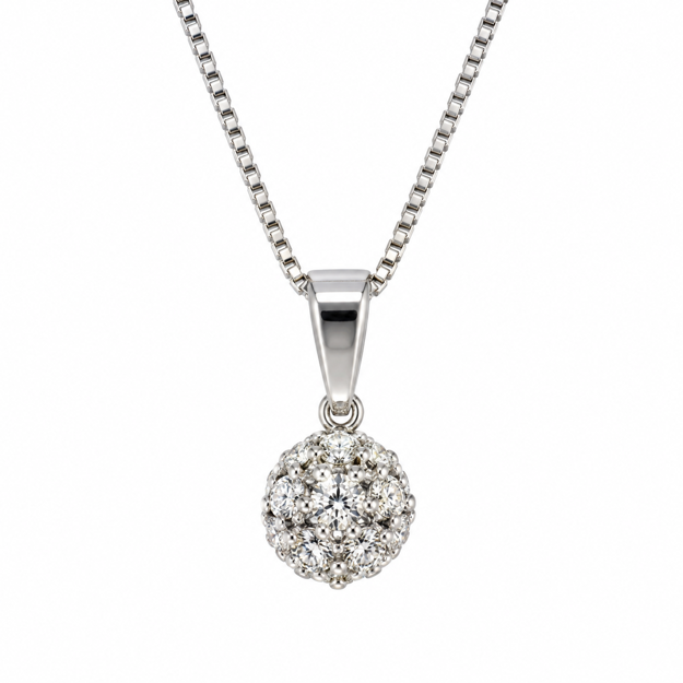 Rhodinert sølv halssmykke med 8mm Swarovski kule