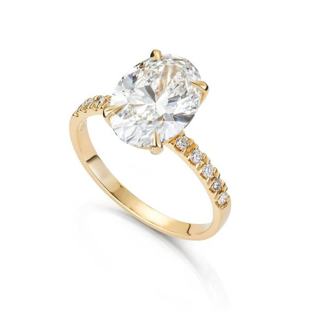 Gult gull ring Olivia 3,12ct - senter sten 3,00ct LAB diamant River VS