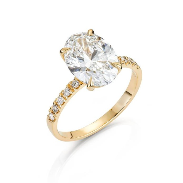 Gult gull ring Olivia 3,12ct - senter sten 3,00ct LAB diamant River VS