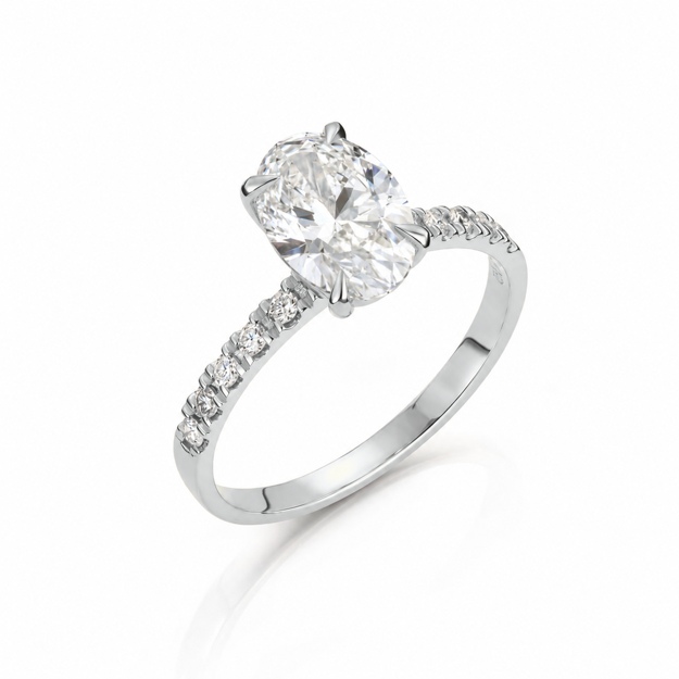Hvitt gull ring Olivia 2,12ct - senter sten 2,00ct LAB diamant River VS