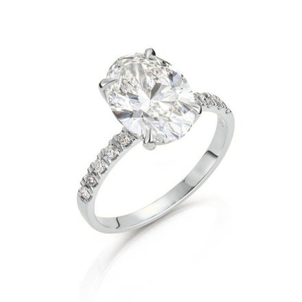 Hvitt gull ring Olivia 3,12ct - senter sten 3,00ct LAB diamant River VS