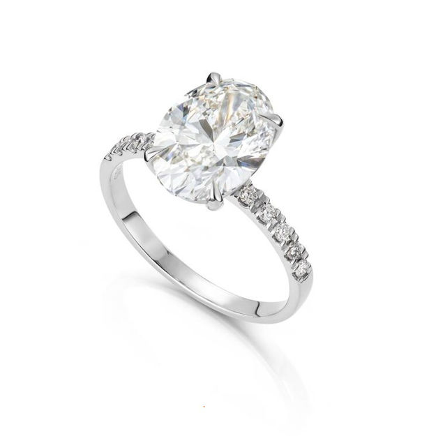 Hvitt gull ring Olivia 3,12ct - senter sten 3,00ct LAB diamant River VS