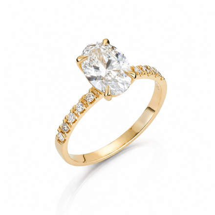 Gult gull ring Olivia 2,12ct - senter sten 2,0ct LAB diamant River VS