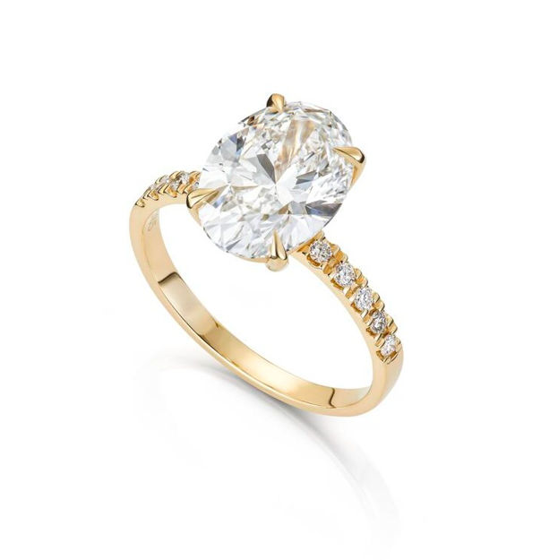 Gult gull ring Olivia 2,12ct - senter sten 2,0ct LAB diamant River VS