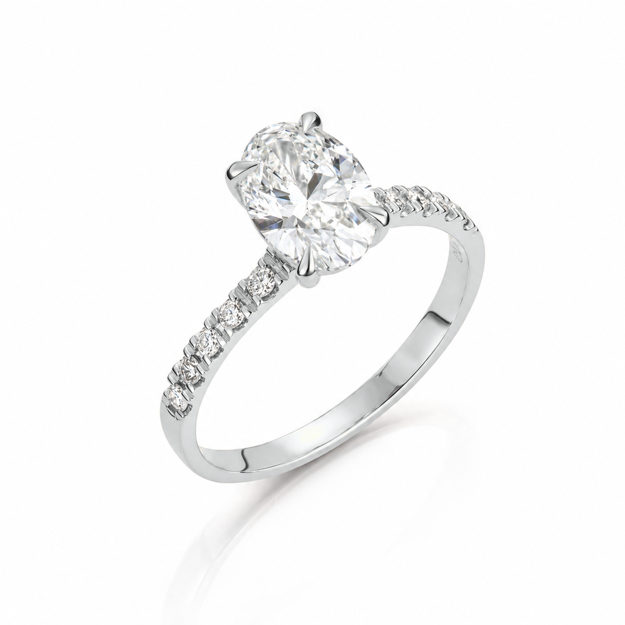Hvitt gull ring Olivia 1,62ct - senter sten 1,50ct LAB diamant River VS
