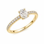 Gull diamantring 15 LAB diamanter 0,54ct TW/VS (senter 0,40ct)