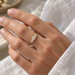 Gull diamantring 3 LAB diamanter 1,01ct TW/VS (senter 0,50ct)