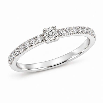 Hvitt gull diamantring 0,19ct W/SI (15 diamanter)