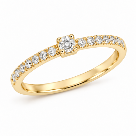 Gull diamantring 0,19ct W/SI (15 diamanter)
