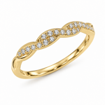 Gull diamantring snaret 0,11ct W/SI (21 diamanter)