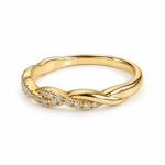 Gull diamantring snaret 0,11ct W/SI (21 diamanter)