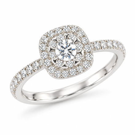 Hvitt gull diamantring 0,36ct W/SI (39 diamanter)
