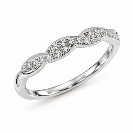 Hvitt gull diamantring snaret 0,11ct W/SI (21 diamanter)