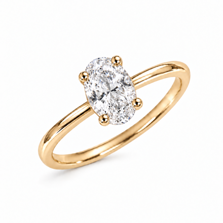 Gull ring LAB diamant 0,71ct River/VVS oval 4 klør