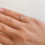 Gull ring LAB diamant 0,50ct River/VVS rund 4 klør