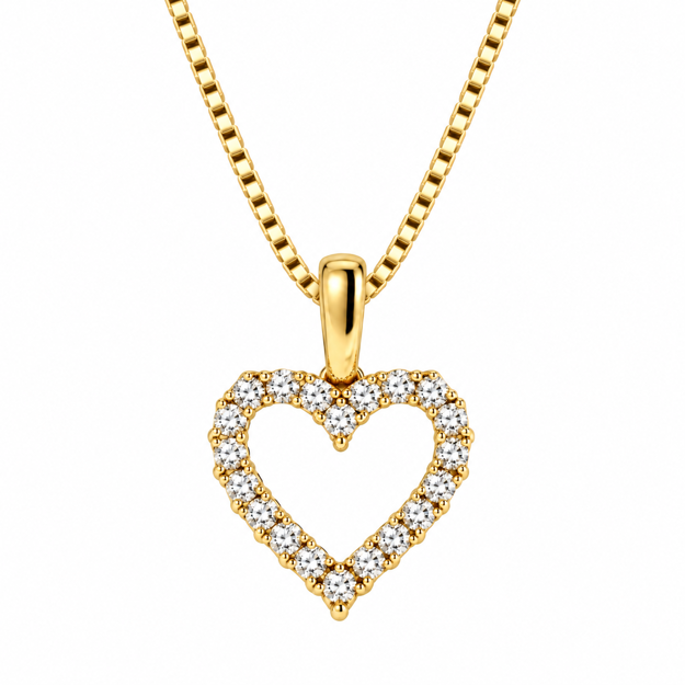 Gull diamant hjerte 0,11ct W/SI (20 diamanter)