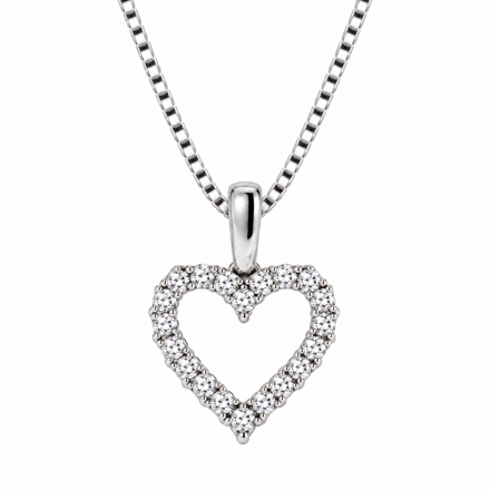 Hvitt gull diamant hjerte 0,11ct W/SI (20 diamanter)