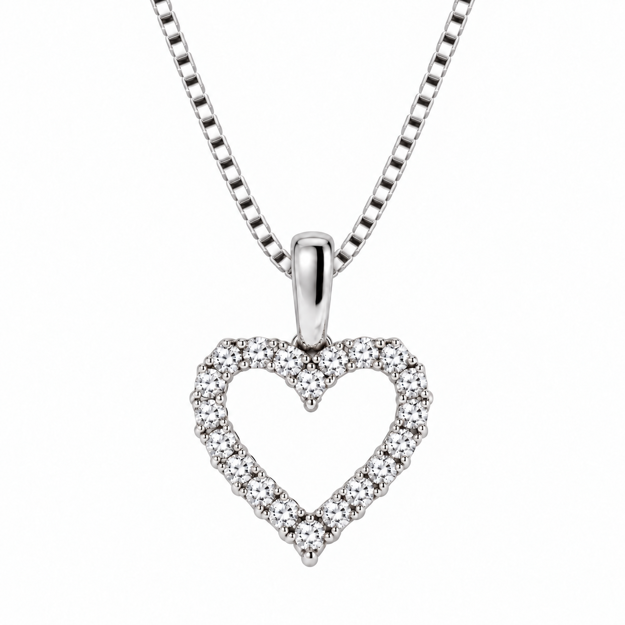 Hvitt gull diamant hjerte 0,11ct W/SI (20 diamanter)